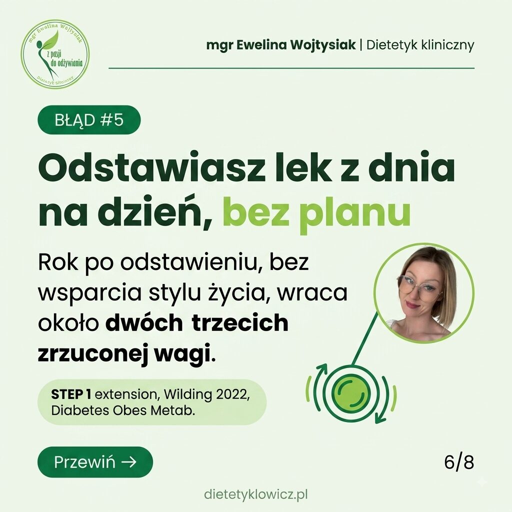 Błąd 5 — nagłe odstawienie leku GLP-1 bez planu i efekt jojo